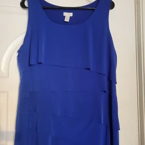 Chico blue layered dress. Small tear It was sewed.